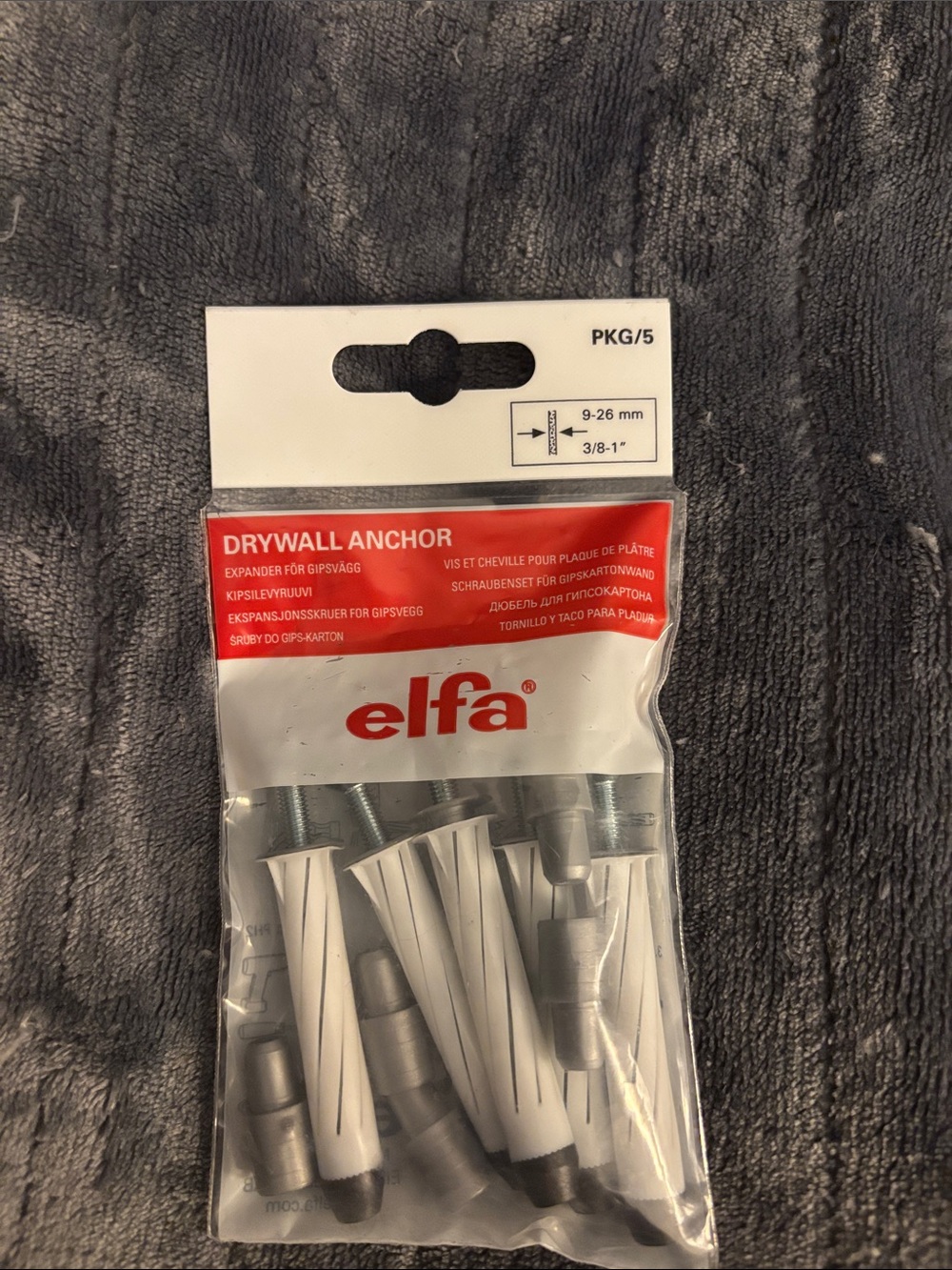 ELFA White Drywall Anchors - Pack of 5